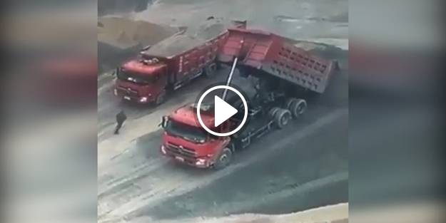 Kamyonun hidrolik sistemi böyle patladı!