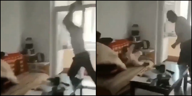 Kan donduran görüntü: Bebeği kaldırıp art arda yere çarptı!