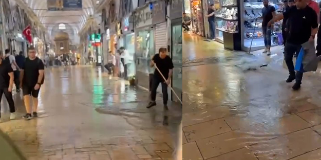 Kapalıçarşı’yı su bastı, esnaf ve halk zor anlar yaşadı