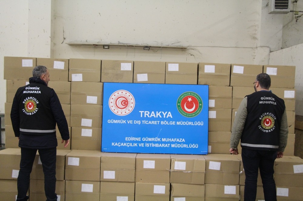 Kapıkule’de 4.5 milyon adet makaron ele geçirildi 