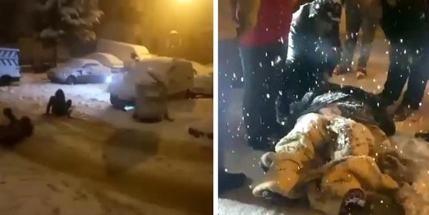 Kar keyfi faciayla sonuçlandı! Otomobilin altına böyle girdiler