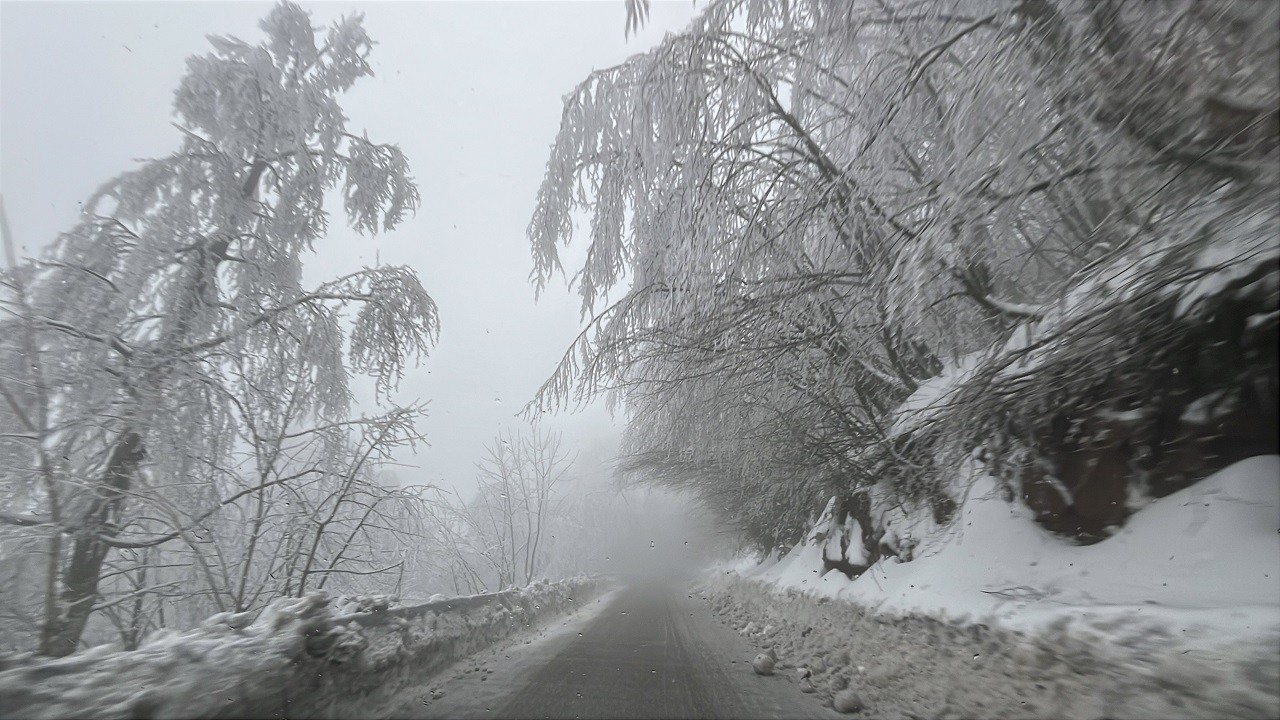 Kar ve sis kartpostallık manzaralar oluşturdu