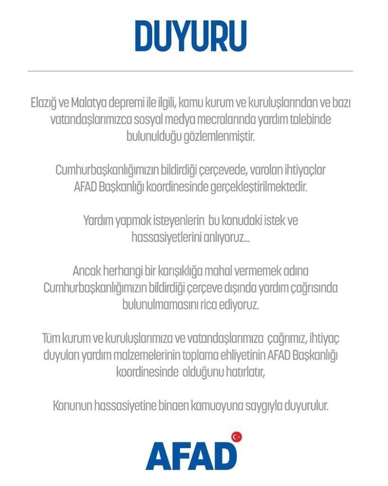 Karabük Valiliği’nden Elazığ için yardım duyurusu 