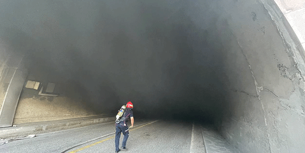 Karabük'te tünelde alev alan tankere müdahale ediliyor