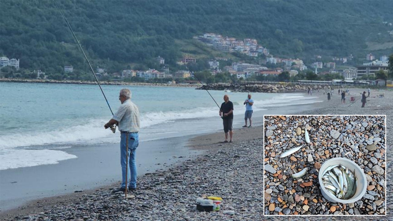 Karadeniz çoştu, oltasını kapan balık tutmaya koştu