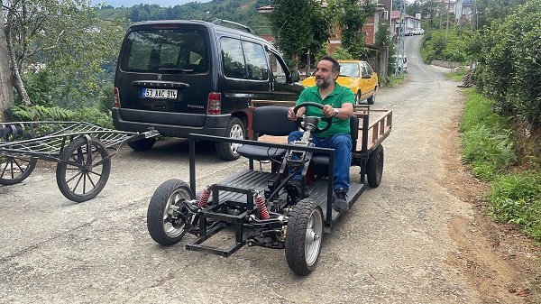 Karadeniz zekası bir kez daha şaşırttı! İşte Rize usulü elektrikli araç: Fafatuka