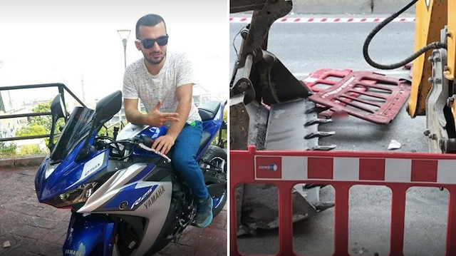 Karaköy’de kepçenin dişleri sırtına saplandı
