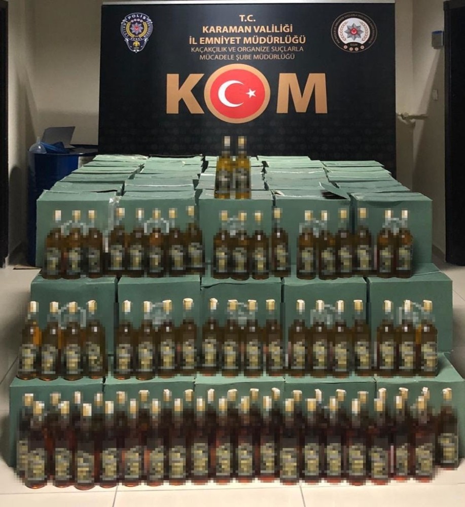 Karaman’da bin 260 şişe kaçak içki ele geçirildi 