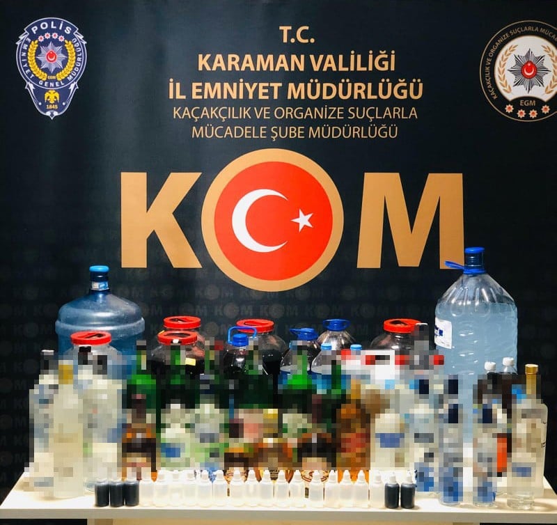 Karaman’da kaçak ve sahte alkol ele geçirildi 