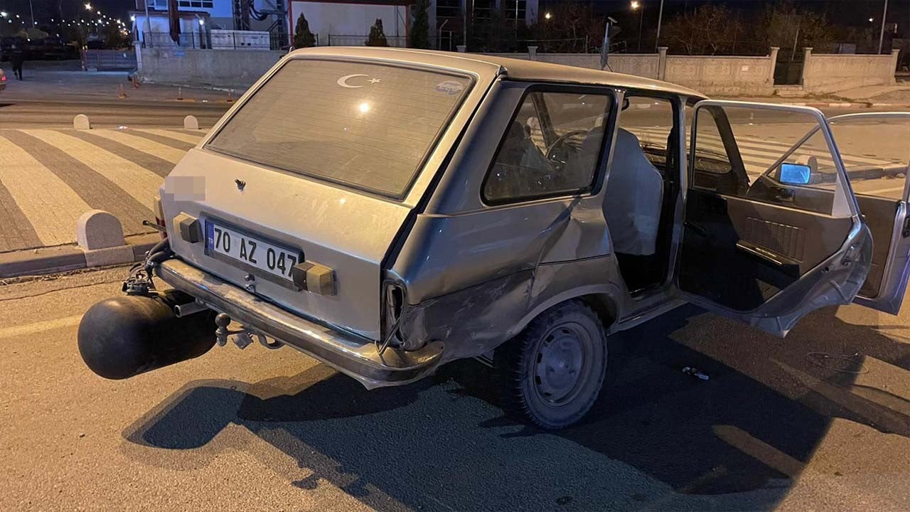 Karaman’da kavşak kazası! LPG’li araçta gaz kaçağı paniği