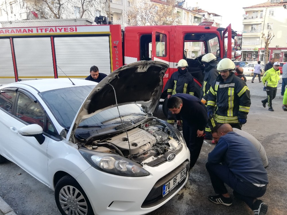 Karaman’da otomobil yangını 