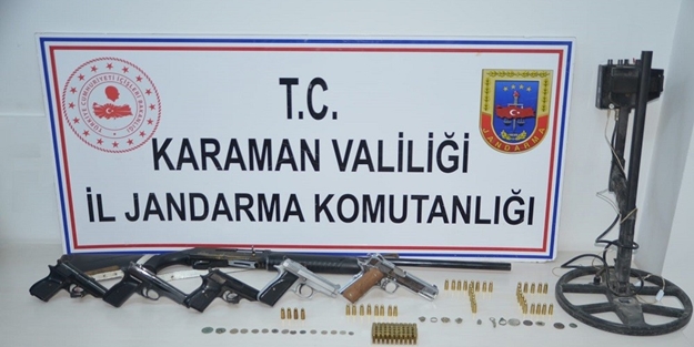 Karaman'da tarihi eser ve ruhsatsız silah operasyonu