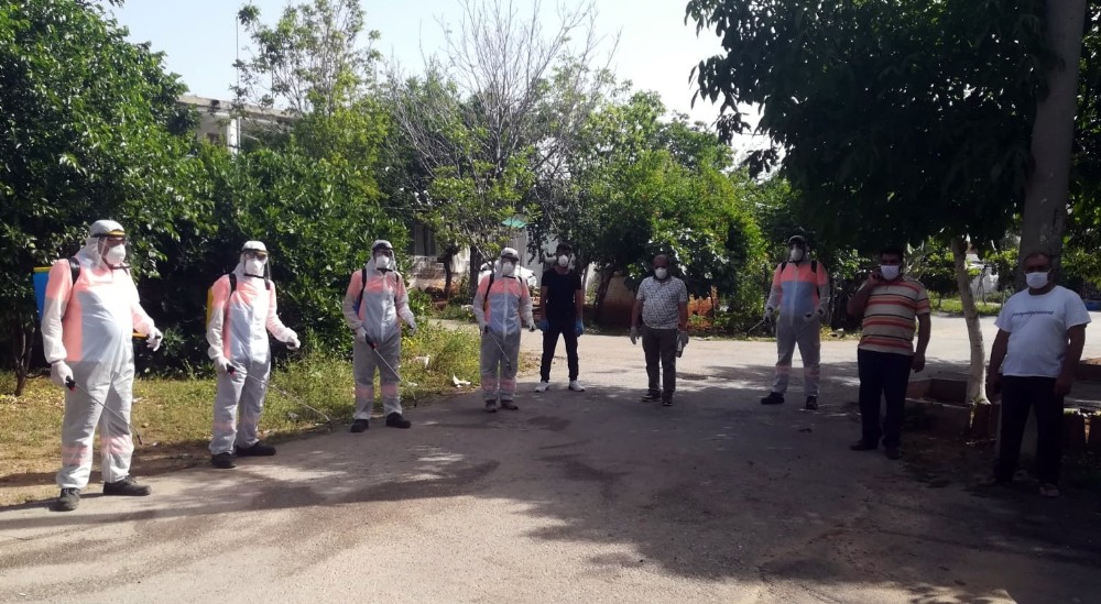 Karantina bölgesinde dezenfeksiyon başladı 