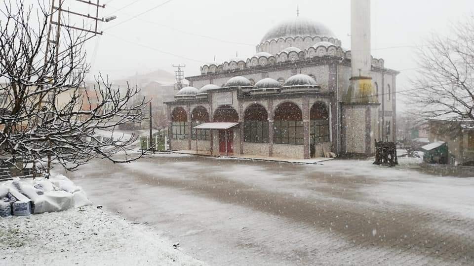 Karapınar köyüne yılın ilk karı yağdı 