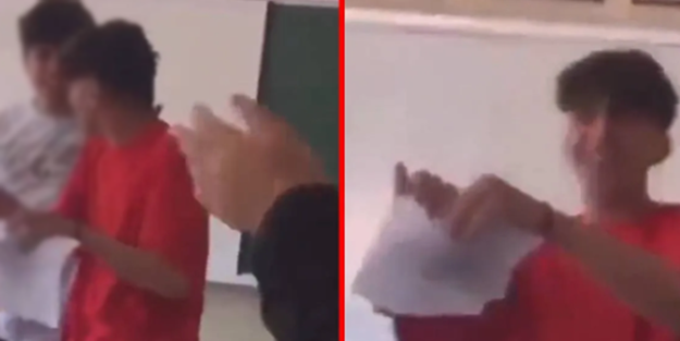 Karne gününde utandıran görüntüler! Öğretmeninin gözü önünde yaptı