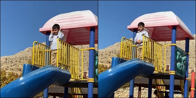 Kaydırak üzerinde namaz kılması gündem oldu! O çocuk nedenini anlattı