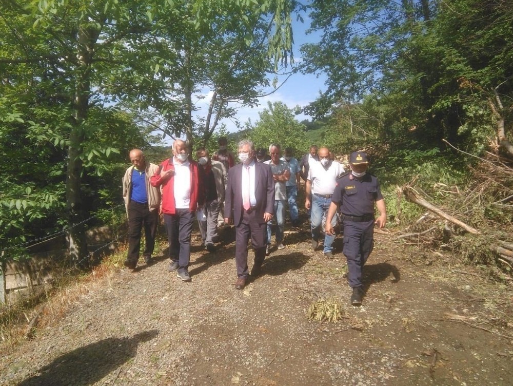 Kaymakam heyelan alanında incelemelerde bulundu 