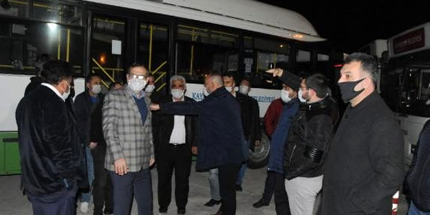 Kayseri'de halk otobüs şoförleri eylem yaptı