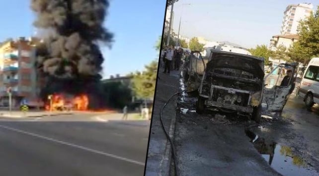 Kayseri'de seyir halindeyken alev alan otomobil küle döndü