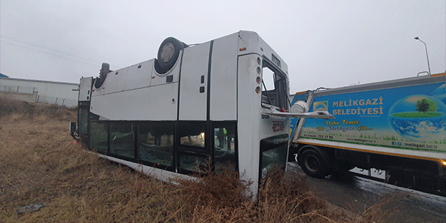 Kayseri'de yoldan çıkan işçi servisi takla attı! Çok sayıda yaralı var