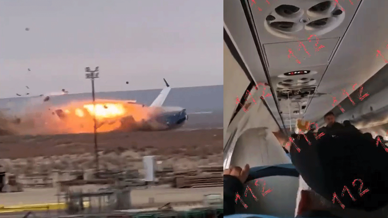 Kazakistan’da düşen uçağın içinden son görüntüler! Yolcular Kelime-i Şehadet getiriyor