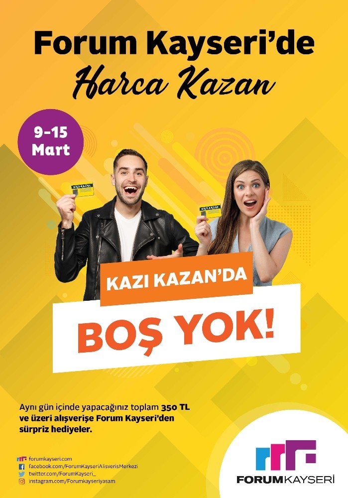 Kazandıran alışveriş Forum Kayseri’de 