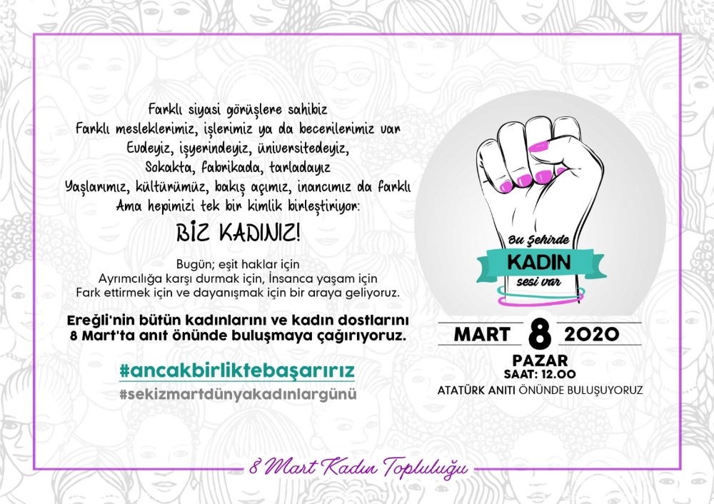 Kdz Ereğli’de Kadınlar Günü kutlanacak 