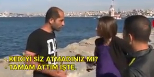 Kediyi denize atan vatandaşın savunması duyanları hayrete düşürdü