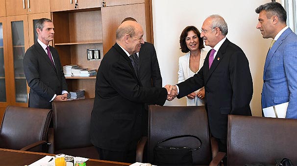 Kemal Kılıçdaroğlu, Fransa Dışişleri Bakanı Drian'la görüştü