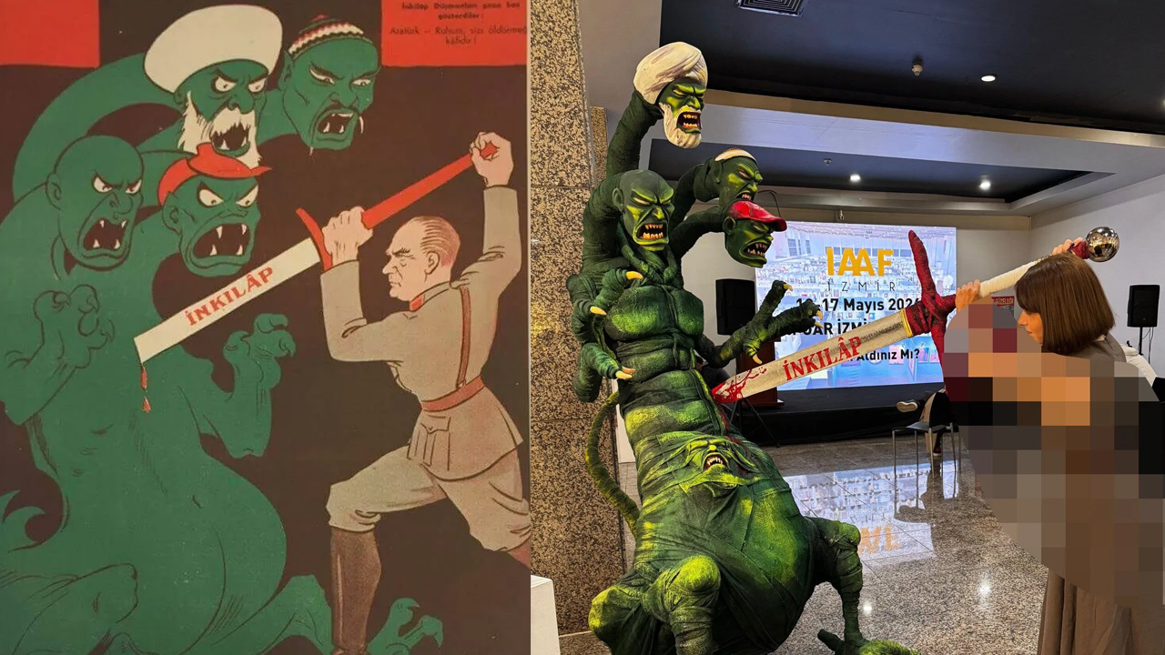 Kemalistler zıvanadan çıktı: Sarıklı ve sakallı kişileri 'canavar' olarak tasvir ettiler!