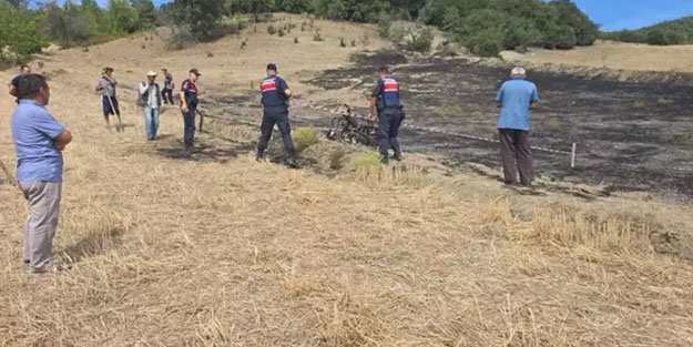 Kendini ATV'ye zincirleyip yaktı