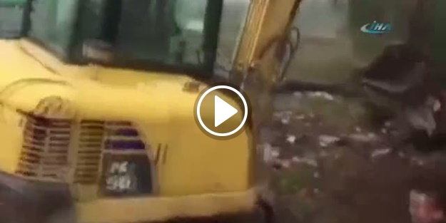 Kepçe kadını yaraladı