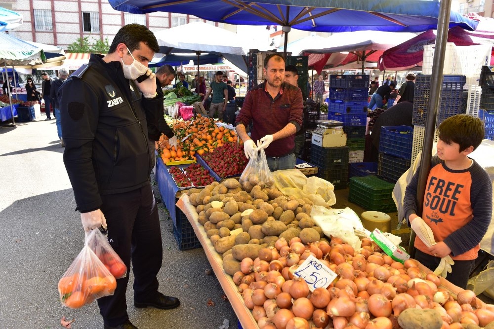 Kepez zabıtası yaşlılar için pazar ve market alışverişinde 