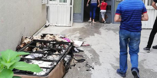 Kibritle oynayan 6 yaşındaki çocuk yatağı tutuşturdu