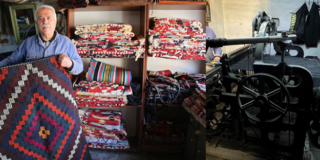 Kilimlerini Osmanlı'dan kalan tezgahta dokuyor!