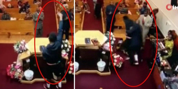 Kiliseye silahlı saldırıyı halk engelledi!