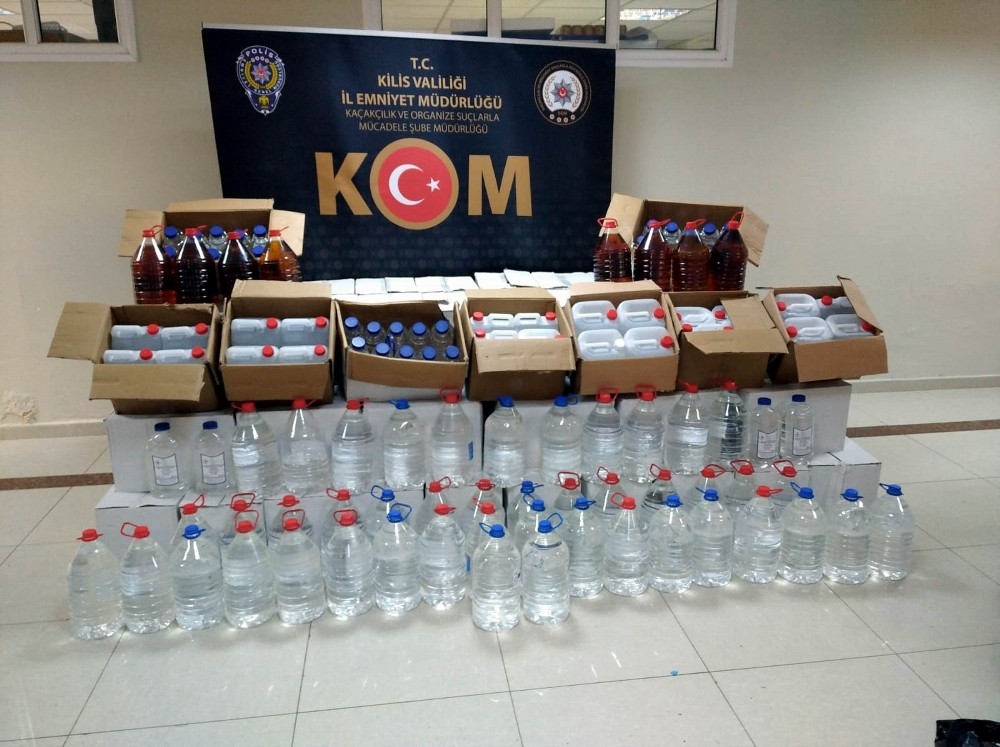 Kilis’te kaçak içki ele geçirildi 