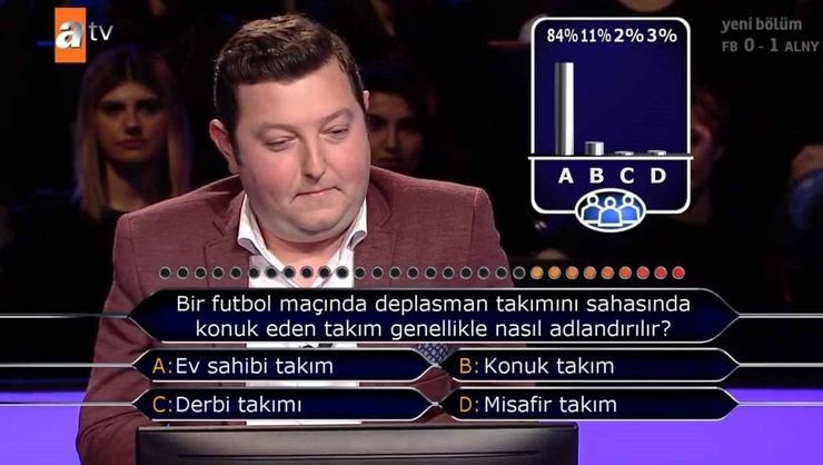 Kim Milyoner Olmak İster yarışma programında 'Futbol' sorusu geceye damgasını vurdu