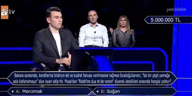 Kim Milyoner Olmak İster? yarışmasında 5 milyon liralık ayet sorusu! İşte cevabı