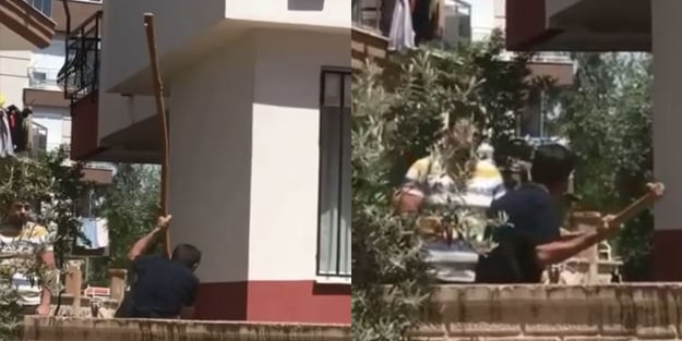 Kiracısına kızan adam 2 metrelik sopayla camı çerçeveyi indirdi