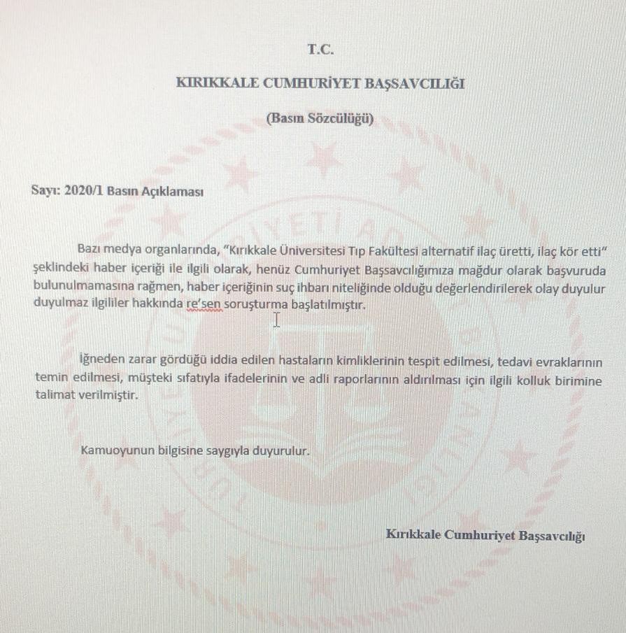 Kırıkkale Cumhuriyet Başsavcılığından ’iğne kör etti’ iddialarına ilişkin soruşturma 