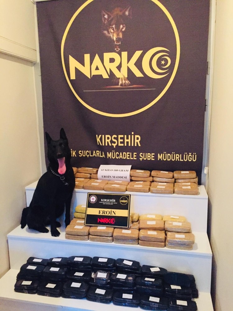 Kırşehir’de 64 kilogram eroin ele geçirildi 