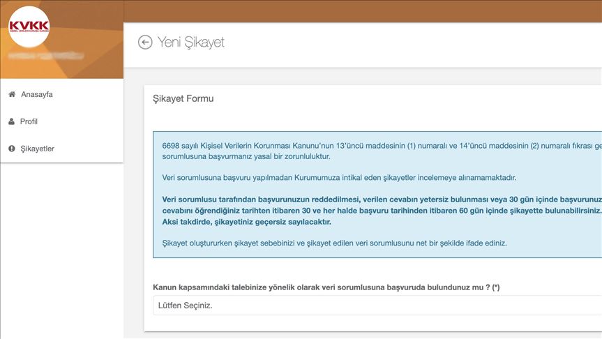 Kişisel Verileri Koruma Kurumuna internetten başvuru dönemi başladı