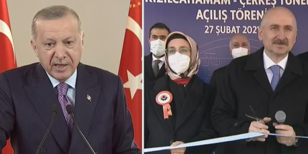 Açılış töreninde iki eksiği fark eden Cumhurbaşkanı Erdoğan, Bakan Karaismailoğlu'nu uyardı