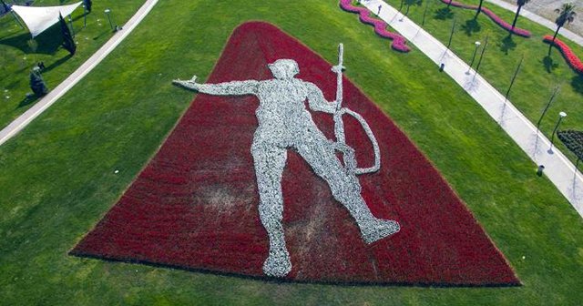 Kocaeli'de 150 bin lale ile Mehmetçik figürü oluşturuldu