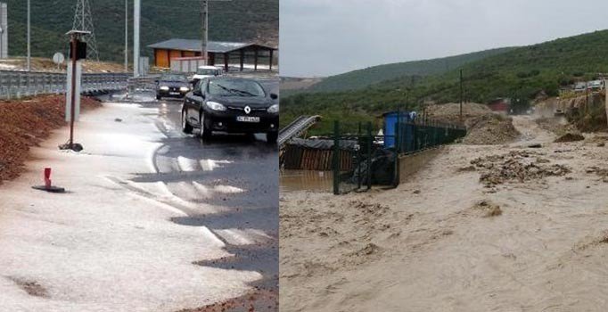 Kocaeli'de dolu yağdı, TEM yolu felç
