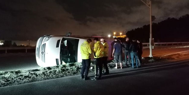 Kocaeli’de işçi servisi devrildi