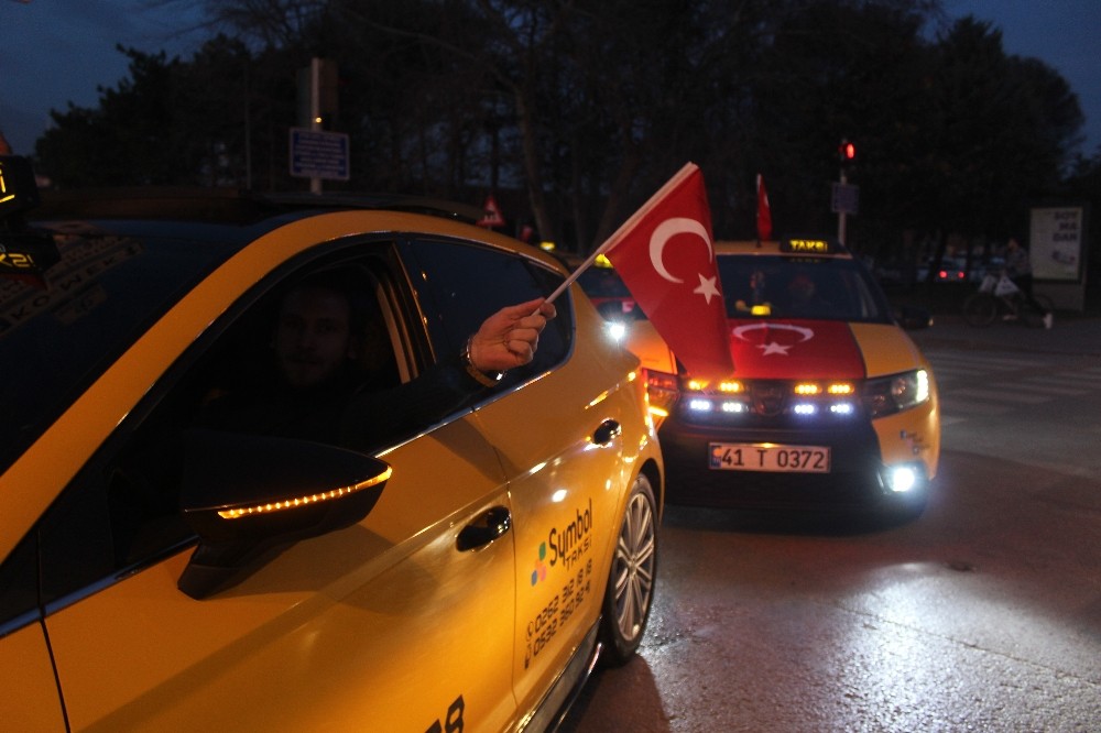 Kocaeli’de taksiciler İdlib şehitleri için yola çıktı 