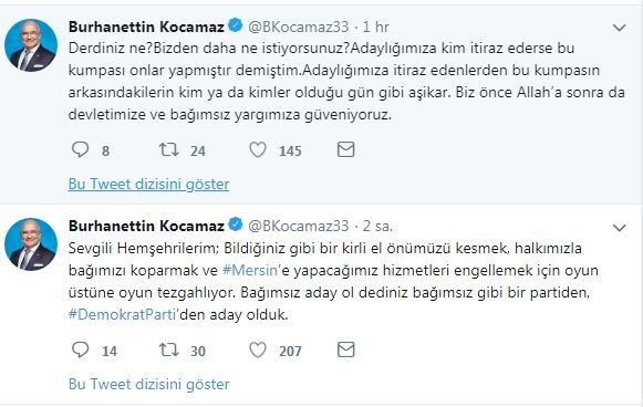 Kocamaz’ın DP’den Büyükşehir adaylığına itiraz edildi 