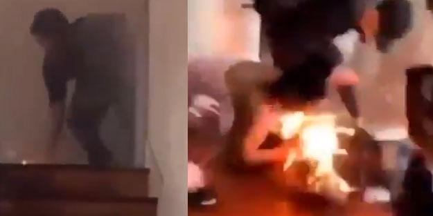 Köle pazarı binasını yakmak isterken kendini yaktı